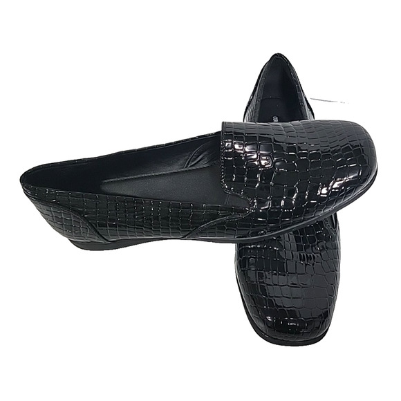 Comfortview Leisa Black Patent Croco-Embrossed Flats Size 11M - Picture 9 of 10